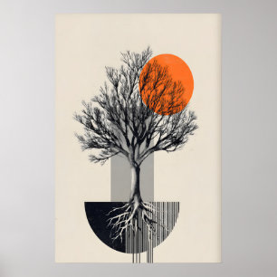 Abstracte Boom Muurkunst - Minimalistische Geometr Poster