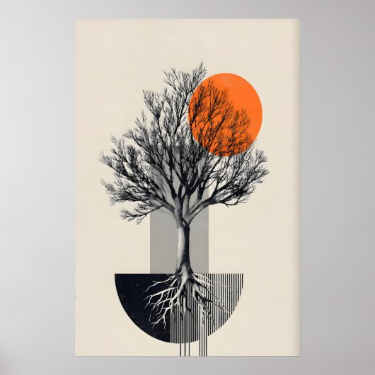 Abstracte Boom Muurkunst - Minimalistische Geometr Poster (Voorkant)