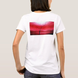 Abstracte Boom Rood Witte Legant Moderne Sjabloon T-shirt