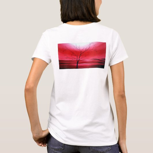 Abstracte Boom Rood Witte Legant Moderne Sjabloon T-shirt (Achterkant)