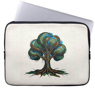 Abstracte boom speelse kunst laptop sleeve