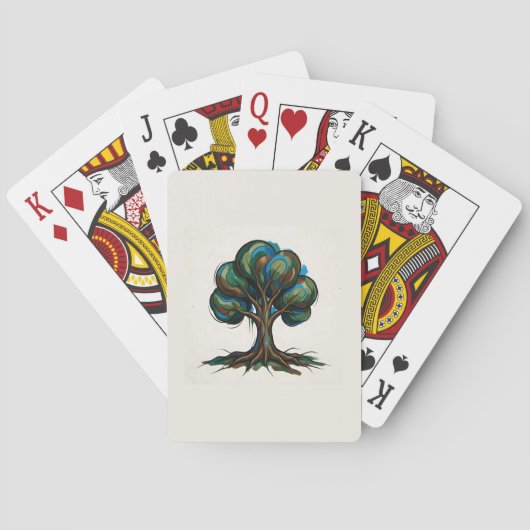 Abstracte boom speelse kunst pokerkaarten (Achterkant)