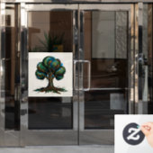 Abstracte boom speelse kunst raamsticker (Kantoordeur)