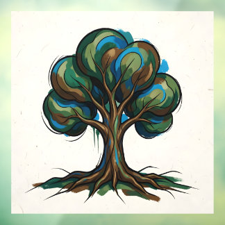 Abstracte boom speelse kunst raamsticker