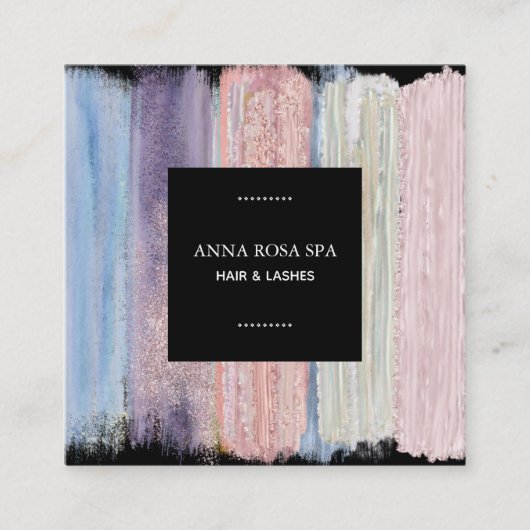 *~* Abstracte borstel Splash Stripe Gold Glitter Vierkante Visitekaartje (Voorkant)