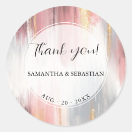 Abstracte borstelslag Blush Gouden houtskool Ronde Sticker