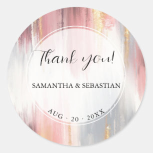 Abstracte borstelslag Blush Gouden houtskool Ronde Sticker