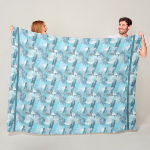 abstracte borstelslagen blauwgroen patroon. fleece deken