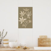 Abstracte botanische beige bloemen poster (Keuken)