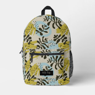 Abstracte Botanische Boheemse Pastelgroen Blauw Bedrukte Rugzak