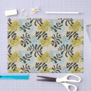 Abstracte Botanische Boheemse Pastelgroen Blauw Tissuepapier