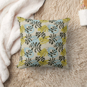 Abstracte botanische boheemse pastelgroene blauwe kussen