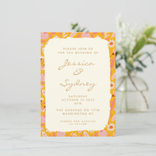 Abstracte botanische boho Fruit Yellow Wedding Kaart