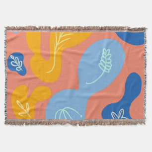 Abstracte botanische klodders blauw geel werpdeken deken