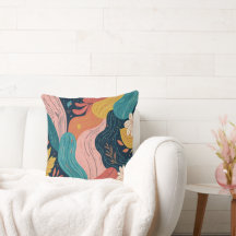 Abstracte botanische kussensloop met bloemmotief
