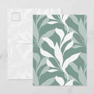 Abstracte botanische nevel teal bladwerk in Grace Briefkaart