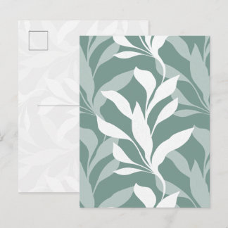 Abstracte botanische nevelige teal bladwerk in Gra Briefkaart