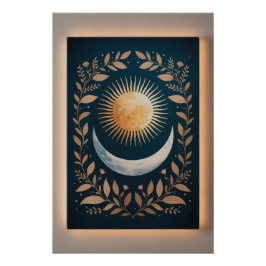 Abstracte botanische rijzende zon maangroei perfect poster