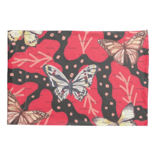 Abstracte Botanische Vlinder Kussensloop (Achterkant-Links)