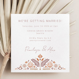 Abstracte botanische vormen Terracotta Rust Weddin Kaart