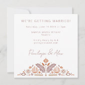 Abstracte botanische vormen Terracotta Rust Weddin Kaart (Voorkant)