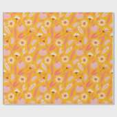 Abstracte botanische vruchten Moderne boho roze ge Cadeaupapier (Vlak)