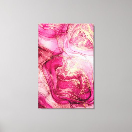Abstracte Bourgogne en goudalcoholische inkt Canva Canvas Afdruk (Voorkant)