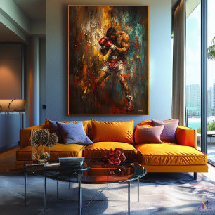 Abstracte Boxer in Actie - Krachtige Sportkunst Canvas Afdruk