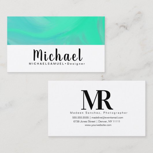 Abstracte Bright Marble Wave Visitekaartje (Voorkant / Achterkant)
