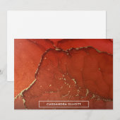 Abstracte Bright Red & Gold Alcohol Ink Liquid Art Bedankkaart (Voorkant / Achterkant)