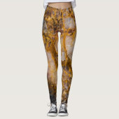 Abstracte bronzen witte minerale rottextuur leggings (Voorkant)