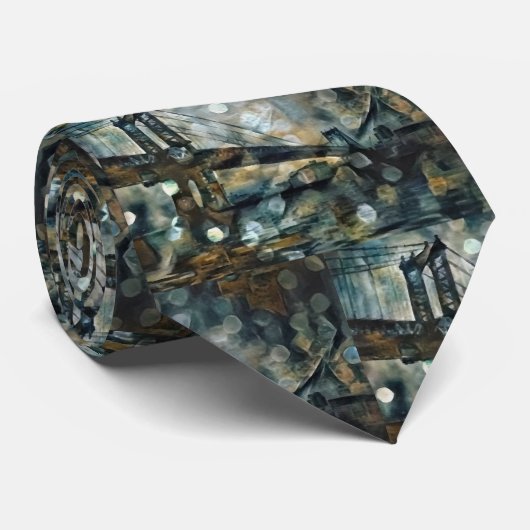 Abstracte brug over Manhattan Stropdas (Opgerold)