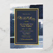 Abstracte Bruidsfeest Uitnodiging | Goud Navy Blau (Voorkant)