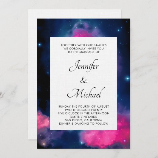 Abstracte bruiloft in stijlvolle roze en blauwe st kaart (Voorkant / Achterkant)