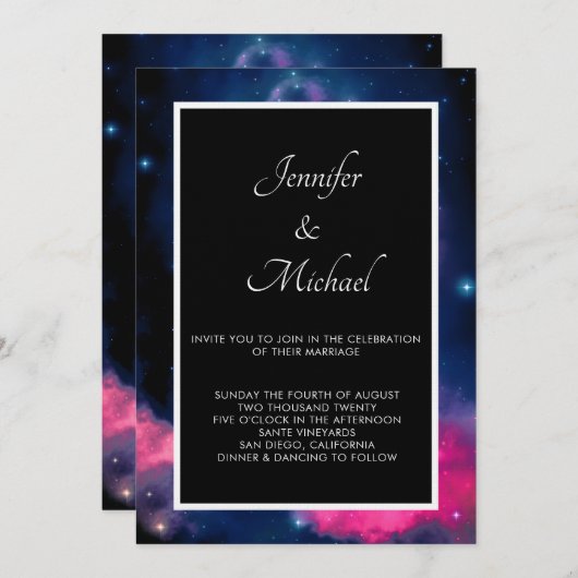 Abstracte bruiloft in stijlvolle roze en blauwe st kaart (Voorkant / Achterkant)