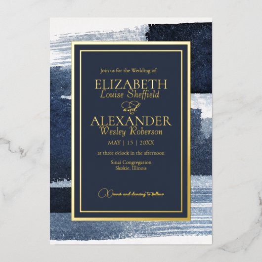 Abstracte bruiloft uitnodigingen | Foto Blauw verg (Voorkant)