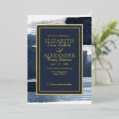 Abstracte bruiloft uitnodigingen | Foto Blauw verg (Staand Voorkant)