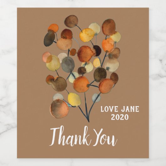 Abstracte bruine Autumn Earth Tree art Wijn Etiket (Enkel label)