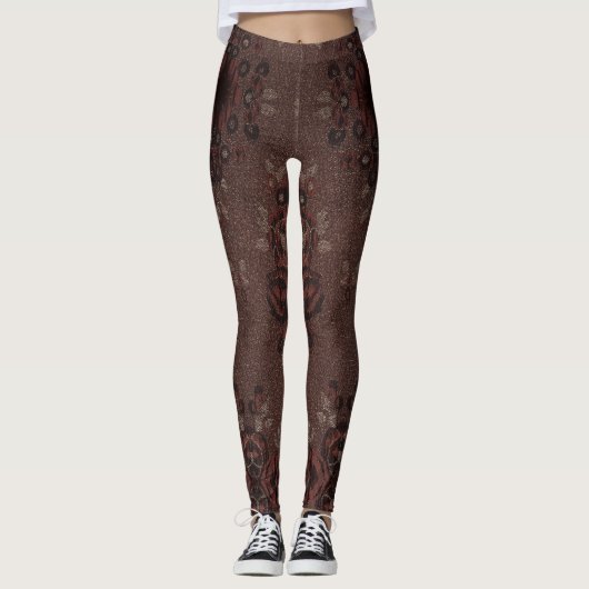 Abstracte bruine bloemen met goud leggings (Voorkant)