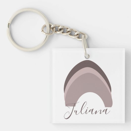 Abstracte Bruine Regenboog Doodle Script Naam Sleutelhanger (Voorkant)