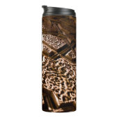 Abstracte bruine sterren thermosbeker (Geroteerd rechts)