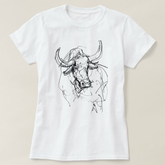 Abstracte Bull Portrait Sketch T-shirt (Design voorkant)
