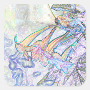 Abstracte bundelbloemen tekenen vierkante sticker