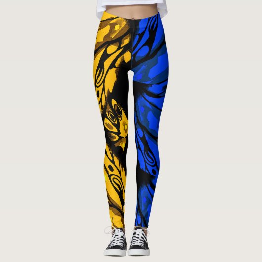 Abstracte Butterfly 2-kleuren Leggings (Voorkant)