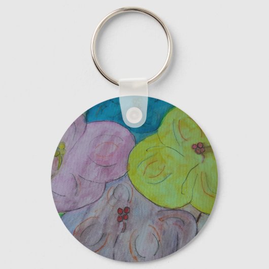 Abstracte Button van Floral Sleutelhanger (Voorkant)