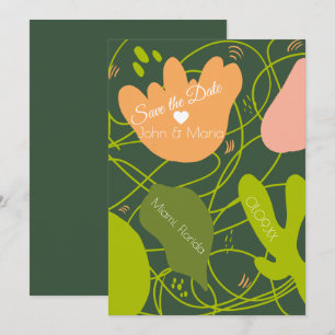 Abstracte Cactusvormen Save the Date Uitnodiging