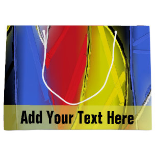 Abstracte cadeautas van rood, geel, zwart en blauw