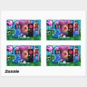  Abstracte Camp Trailer Floral Happy Camper Rechthoekige Sticker (Vel)