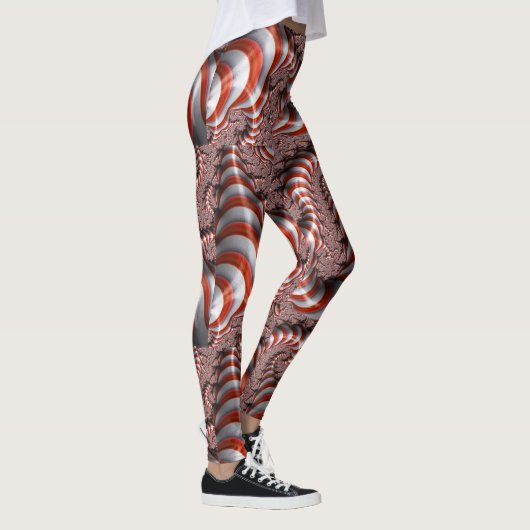 Abstracte Candy Cane Christmas Patroon Leggings (Rechts)