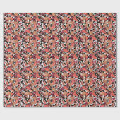 Abstracte cartoon laat bessen zwart cadeaupapier (Vlak)